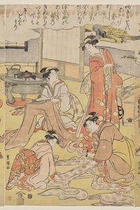 Frauen, die Kleidung machen von Utagawa Toyokuni
