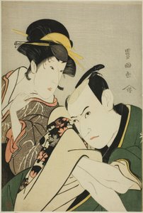Ichikawa Yaozo III in der Rolle von Takebe Genzo und Iwai Kiyotaro in der Rolle von Tonami