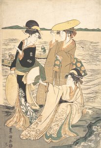 Drei junge Damen am Meeresufer von Utagawa Toyokuni I