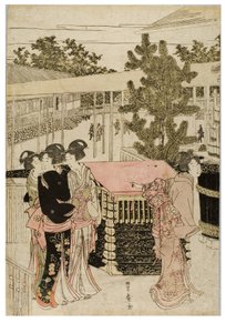 Neujahrspilgerfahrt nach Myohoji in Horinouchi, Edo, ca. 1804-1810 von Utagawa and Toyokuni Utagawa Toyohiro
