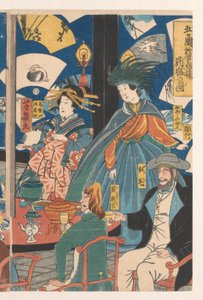 Ausländer bei einem Trinkgelage im Gankiro-Teesalon von Utagawa Yoshiiku