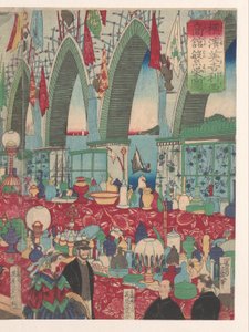 Ein florierendes englisches Handelshaus in Yokohama von Utagawa Yoshiiku