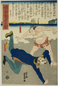 Ringer wirft Franzosen um von Utagawa Yoshiiku