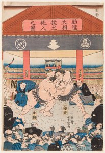 Sumo-Kampf zwischen Koyonagi und Kaganiiva von Utagawa Yoshimune
