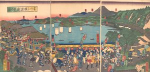 Ein ferner Blick auf Yokohama von Kanagawa