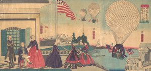 Amerikanischer Ballonaufstieg Amerikakoku von Utagawa Yoshitora