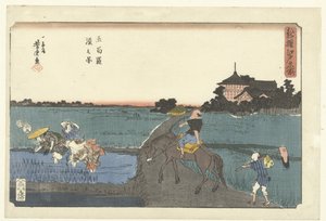 Ansicht des Gohyaku Rakan Tempels (Eine neue Auswahl berühmter Orte in Edo) von Utagawa Yoshitora