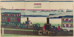 Bild von Dampflokomotiven auf Reisen von Utagawa Yoshitora