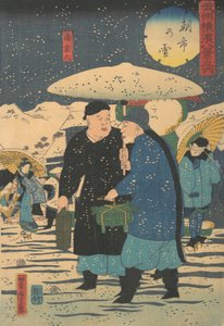Schnee auf einem frühen Morgenmarkt [Chinesen kaufen Gemüse], 1. Monat, 1861
