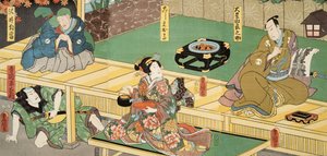 Szene aus Genji Monogatari (Die Geschichte von Genji) von Murasaki Shibuku (geb. 978) ca. 1860 von Utagawa and Toyokuni Kuniyoshi