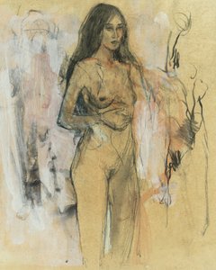 Nackte Figur mit langem Haar von Ute Rathmann
