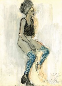 Frau in Blauen Socken