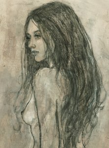 Frau mit Langen Fließenden Haaren