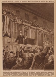 US-Präsident Woodrow Wilson bittet den Kongress, Deutschland den Krieg zu erklären von V. Perard