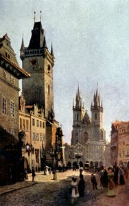 Der Altstädter Ring und das Rathaus in Prag, ca. 1900 (Druck) von Vaclav Jansa