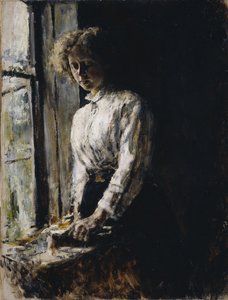 Am Fenster. Porträt von Olga Fjodorowna Trubnikowa, 1886 von Valentin Aleksandrovich Serov