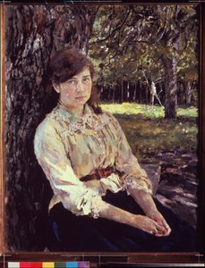 Mädchen im Sonnenlicht. Porträt von Maria Simonovich von Valentin Aleksandrovich Serov