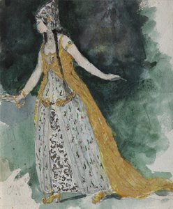 Lyudmila. Kostümentwurf für die Oper Ruslan und Lyudmila von M. Glinka von Valentin Aleksandrovich Serov