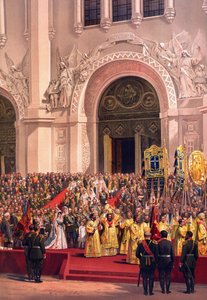 Das kaiserliche Paar verlässt die Erlöserkathedrale (aus dem Krönungsalbum)