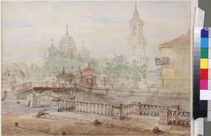 Die Voznesensky-Brücke über den Katharinenkanal, von Vasily Semyonovich Sadovnikov (1800-1879). Aquarell auf Papier
