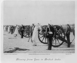 Blasen aus Kanonen in Britisch-Indien, ca. 1890