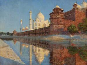 Das Taj Mahal. Abend