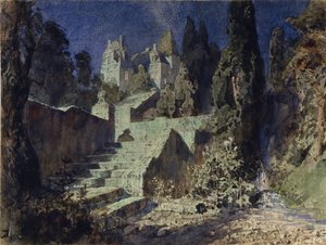 Bühnenbild für die Oper Die scharlachrote Rose von N. Krotkov, 1884