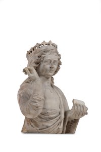 Eine geschnitzte Marmorbüste einer gekrönten weiblichen Heiligen von Venetian School