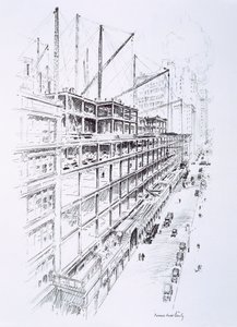 Blick auf die Kräne im 8. Stock des Empire State Building, Mai 1930, veröffentlicht von William Edwin Rudge von Vernon Howe Bailey