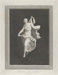 Eine teilweise nackte Bacchantin schreitet voran und hält die Enden ihres Gewandes, ca. 1795-1820