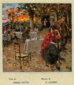 Freiluftrestaurant, Illustration für eine Sammlung neapolitanischer Lieder, Italien, 20. Jahrhundert von Vicenzo Irolli