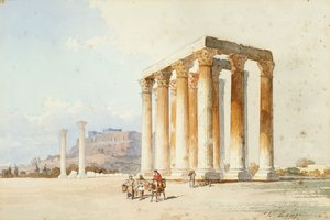 Tempel des Zeus mit Akropolis, Parthenon, Athen von Vicenzo Lanza