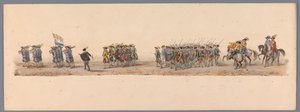 Historischer Umzug zum zweiten Jahrhundertfest der Universität Utrecht, 1836 (Platte 4) von Victor Adam