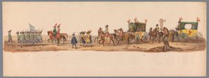 Historischer Umzug zum zweiten Jahrhundertfest der Universität Utrecht, 1836 (Platte 6) von Victor Adam