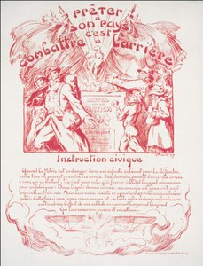 Seinem Land zu leihen bedeutet, dahinter zu kämpfen - Bürgererziehung. Kriegsposter von Victor Emile Prouve
