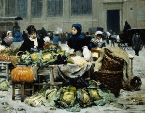 Ein Gemüsestand, Les Halles Centrales, Paris, 1878