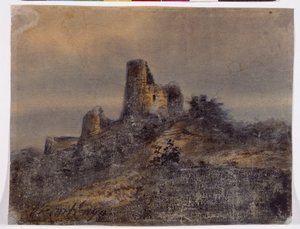 Ansicht der Ruinen des Schlosses von Arques la Bataille von Victor Hugo