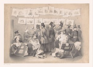 Titelblatt mit Innenansicht eines Druckladens von Victor Jean François Dollet