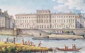 Ansicht des Hôtel des Monnaies am Zusammenfluss der beiden Arme der Seine von Victor Jean Nicolle