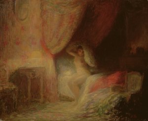Schlafzimmerszene im Licht gebadet
