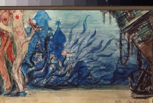 Bühnenbildentwurf für die Oper Sadko von N. Rimski-Korsakow