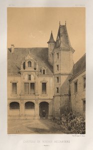 Architektur Pittoresque oder Denkmäler des 15. und 16. Jahrhunderts: Schlösser Frankreichs des 15. und 16. Jahrhunderts: Pl. 36, Schloss von Rocher Mezangers (Mayenne) von Victor Petit