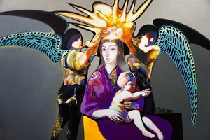Gekrönte Mutter und Kind