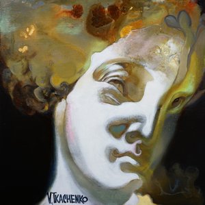 Surrealer Goldener Büste