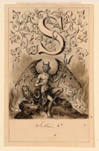 Entwurf für den Buchstaben S eines Primers: Satan von Victor Vincent Adam