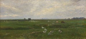 Gänse an einem See. Ein Sturm zieht auf. Dragør, die Insel Amager von Viggo Johansen