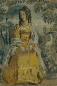 Dame am Wandteppich. Porträt von Nadezhda Stanyukovich, 1903