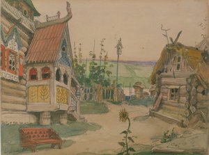 Berendeyevka. Bühnenbild für die Oper Schneeflöckchen von N. Rimski-Korsakow, 1885