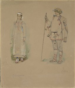 Schneemädchen und Lel. Kostümentwurf für die Oper Schneemädchen von N. Rimski-Korsakow, 1885