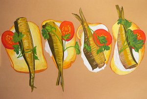 Goldene Sprotten-Sandwiches